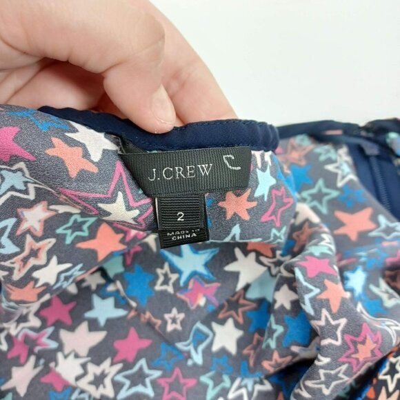 J. Crew Jacuzzi One Shoulder Top In Kaleidoscope Star Print Women's 2 Party - Picture 8 of 12